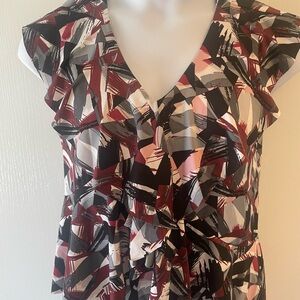 Ricki's NWOT Multicolor Abstract V-Neck Blouse